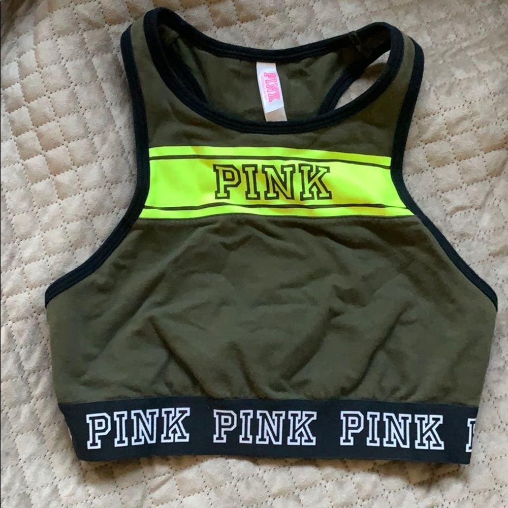 PINK High neck halter sports bra